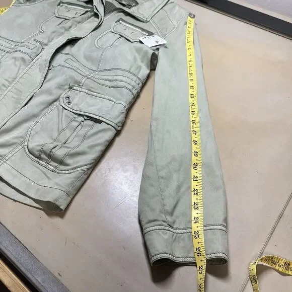 Marrakech Anthropologie Womens Utility Cargo Jacket Size L Green Grunge Lyocell - Picture 13 of 14